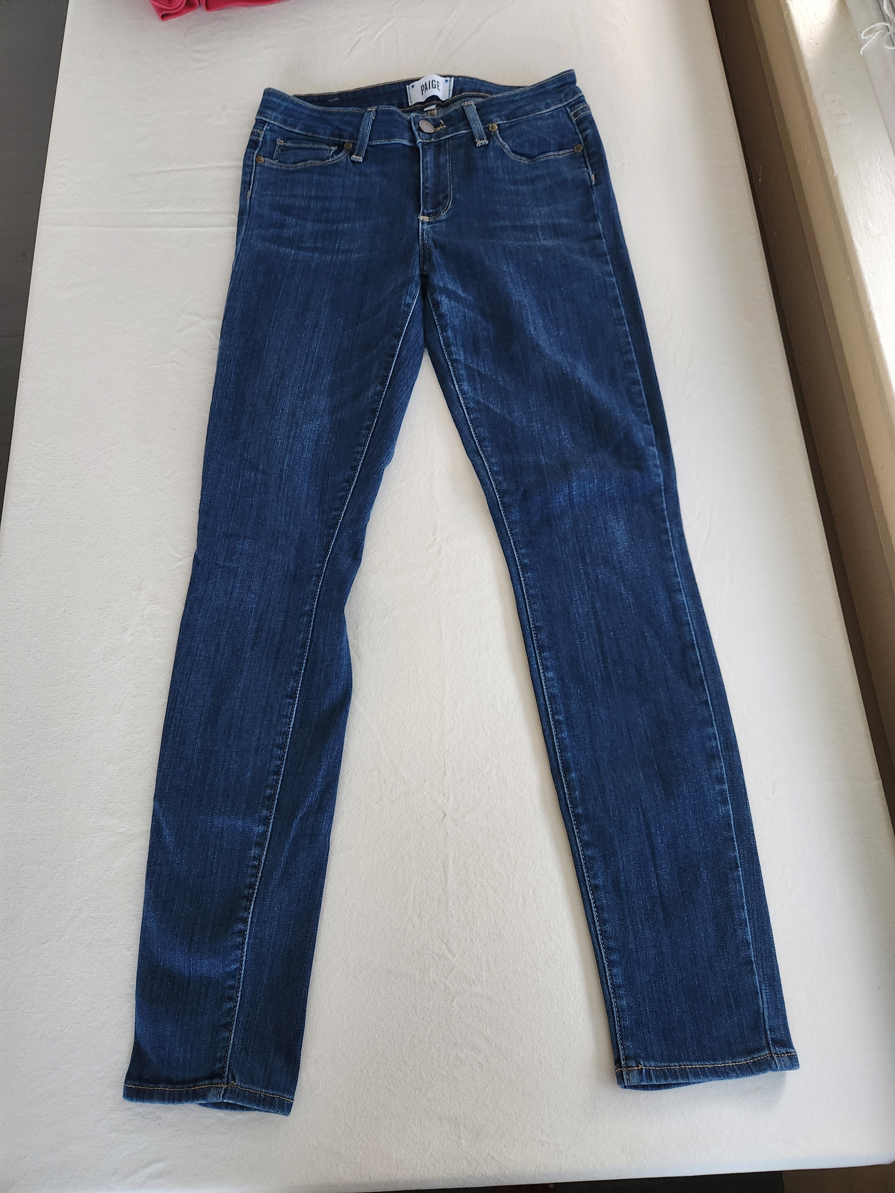 PAIGE Premium Denim Skinny Jeans in Dark Indigo Blue, Women's Size 27