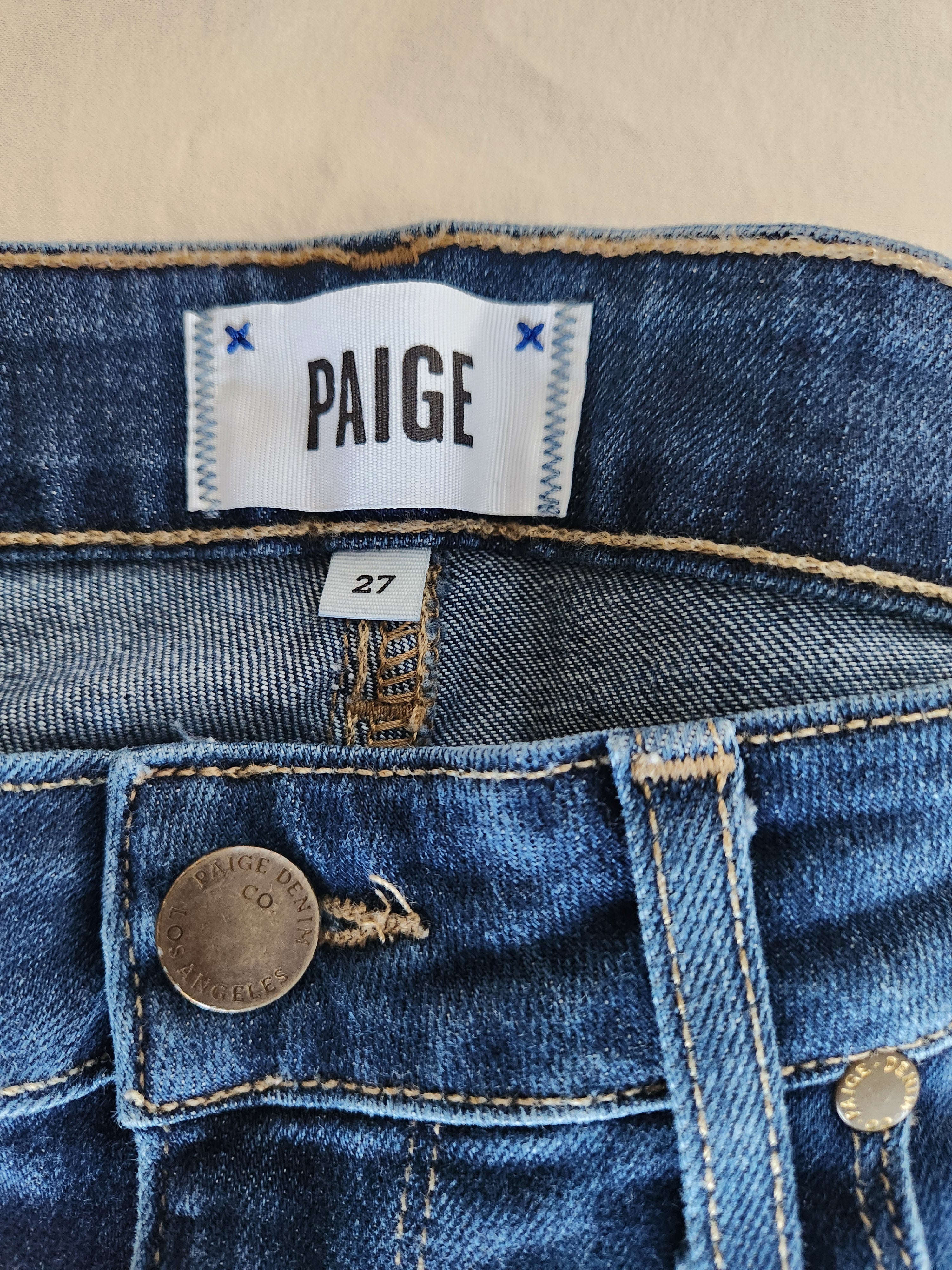 PAIGE Premium Denim Skinny Jeans in Dark Indigo Blue, Women's Size 27