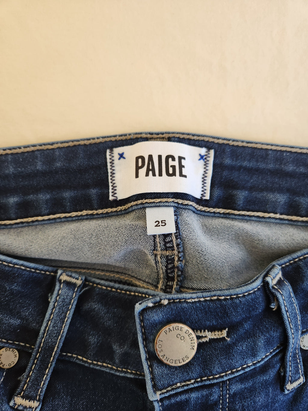 PAIGE Skyline Skinny Jeans Premium Luxury Dark Indigo Blue Size 25