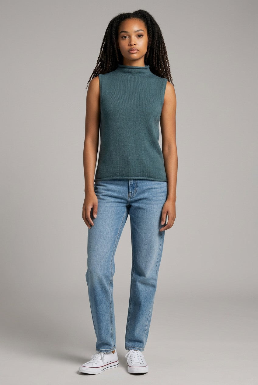 And Now This Mock Neck Sleeveless Sweater Top (Macy's Exclusive) - Muted Sage Green, Size S