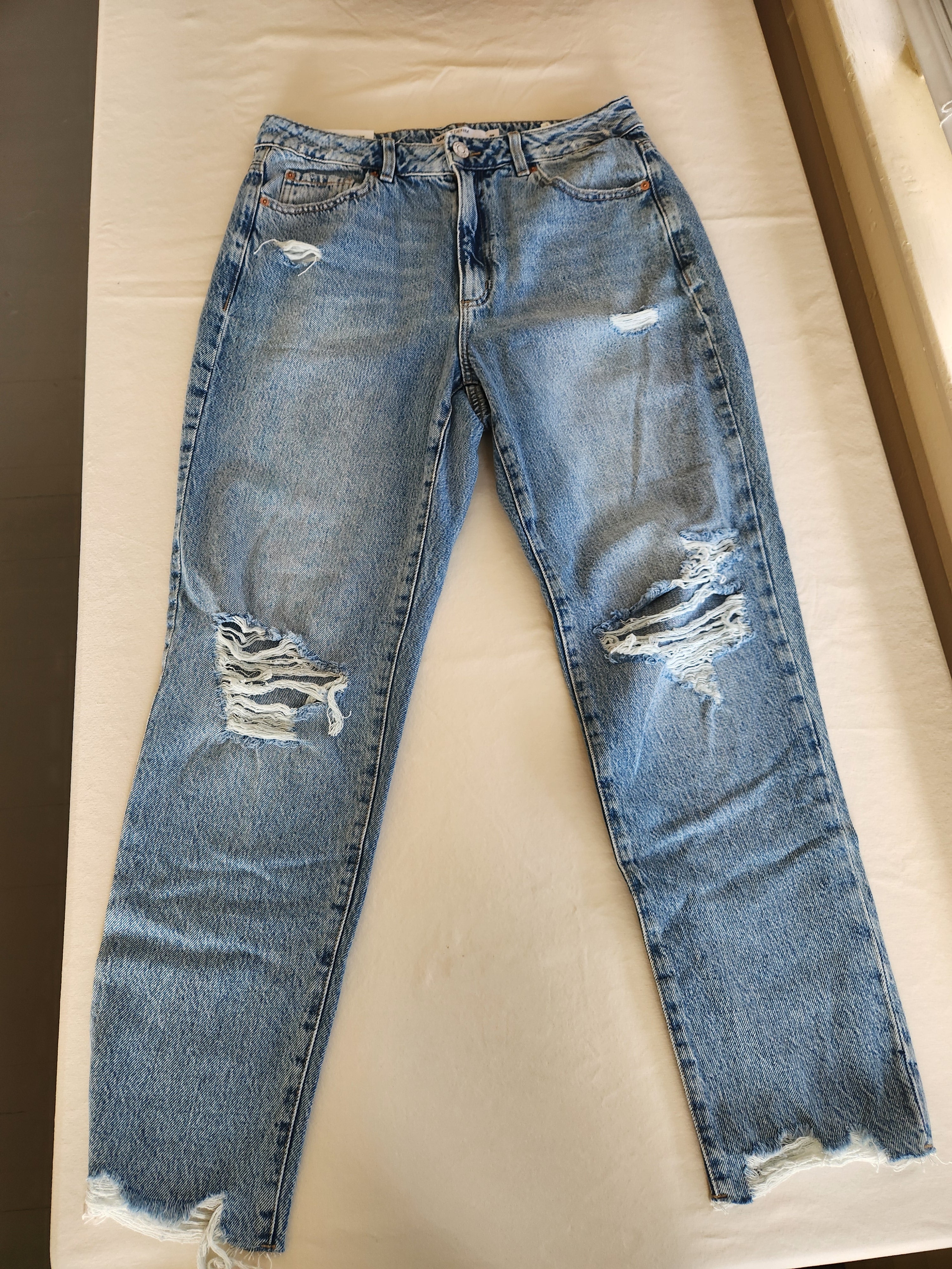 GARAGE Jenny Blue High Rise Distressed Mom Jeans NWT Size 9 / 29