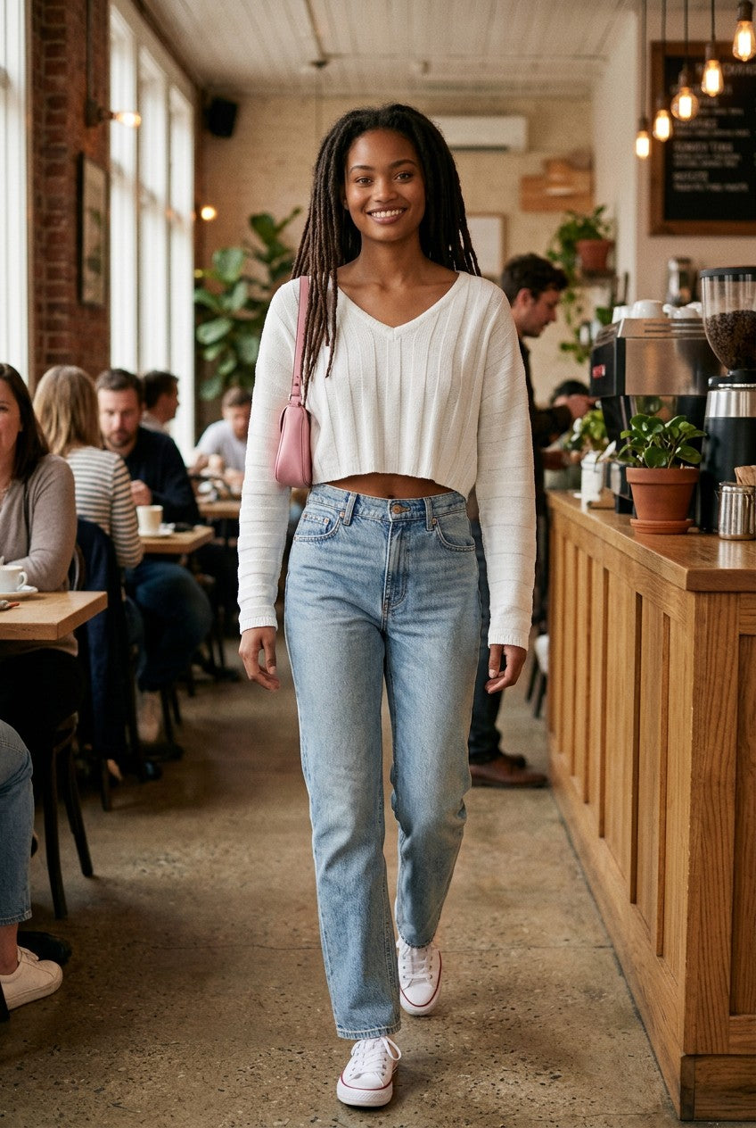Forever 21 White Oversized Ultra Cropped Boxy Knit Sweater L
