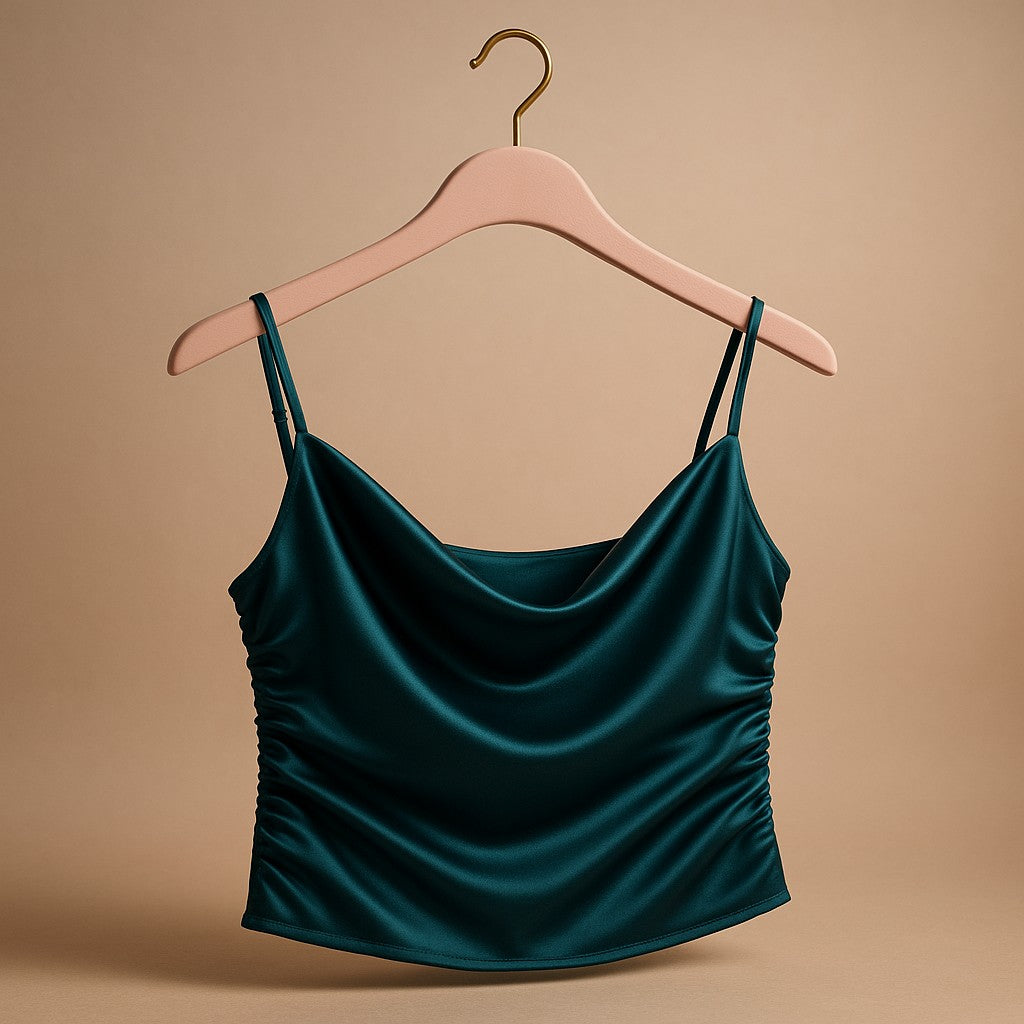 Forever 21 Emerald Green Ruched Crop Top - Size S