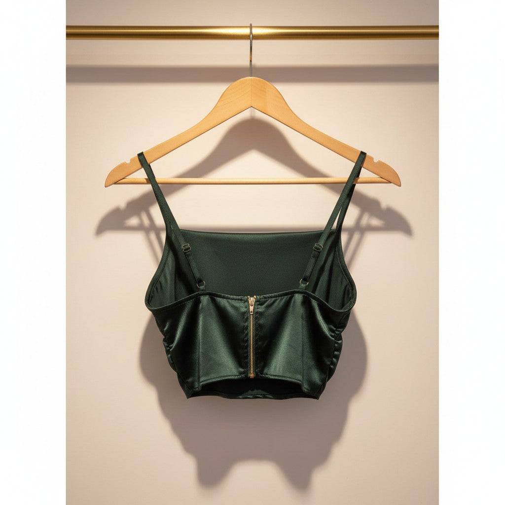 Forever 21 Emerald Green Ruched Crop Top - Size S