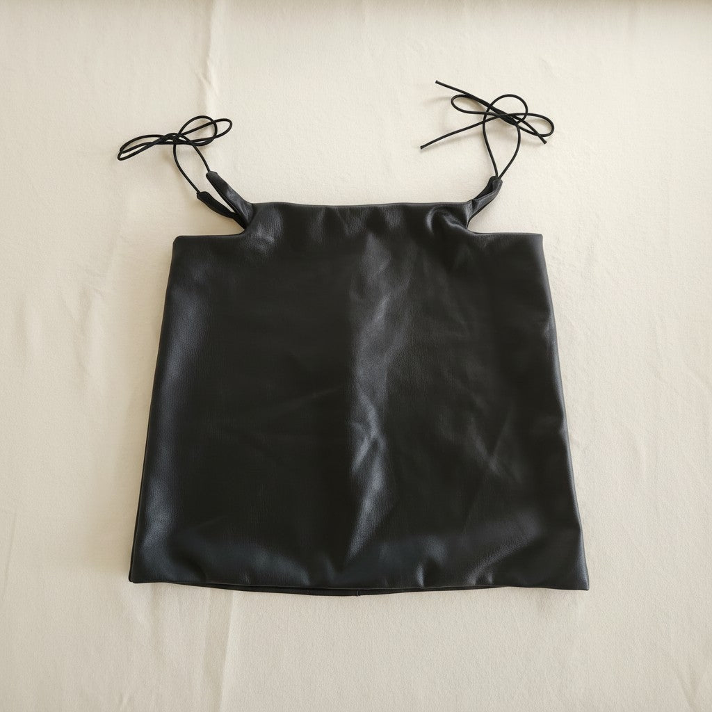 Forever 21 Black Crop Top with Adjustable Shoulder Ties - Size XS