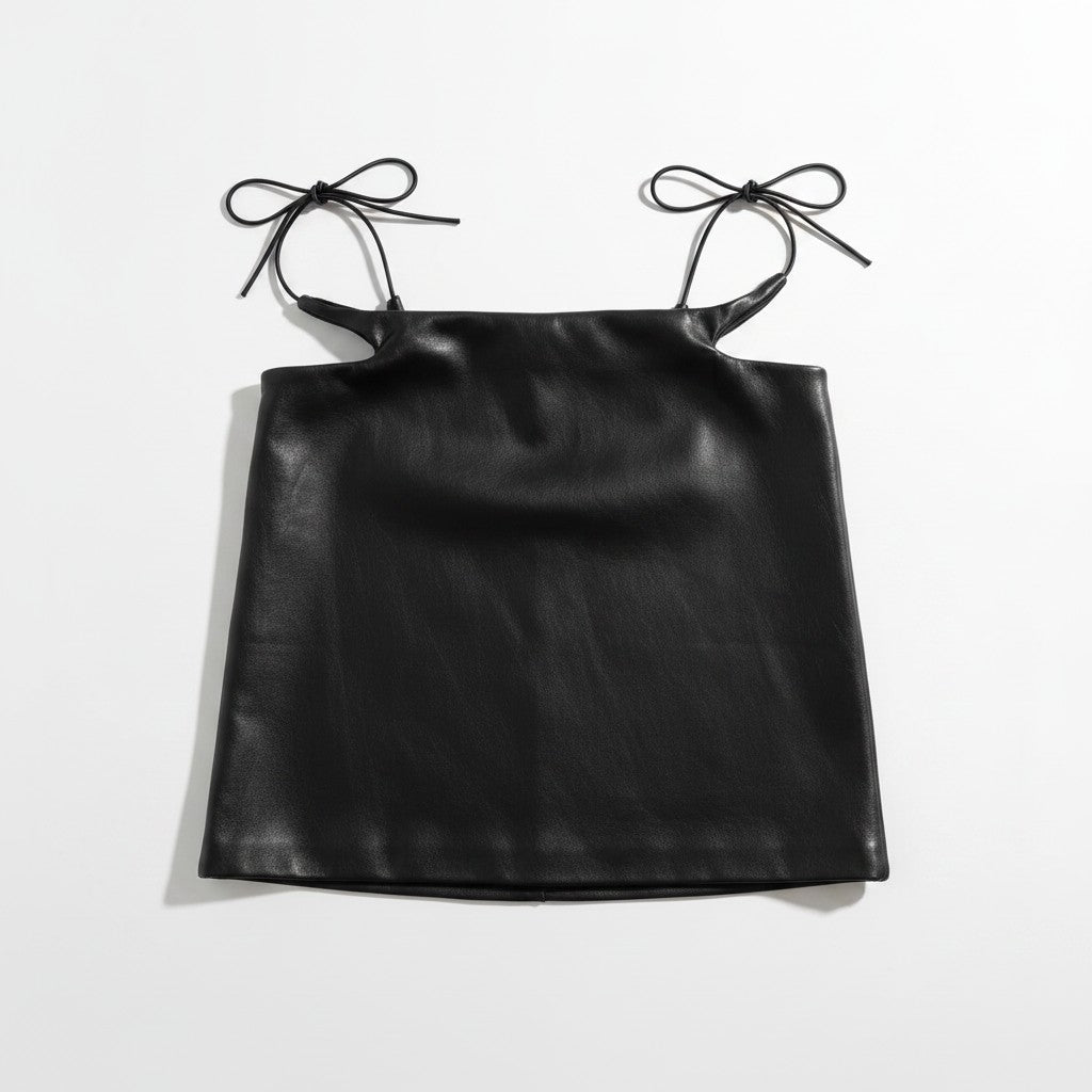 Forever 21 Black Crop Top with Adjustable Shoulder Ties - Size XS