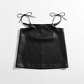 Forever 21 Black Crop Top with Adjustable Shoulder Ties - Size XS