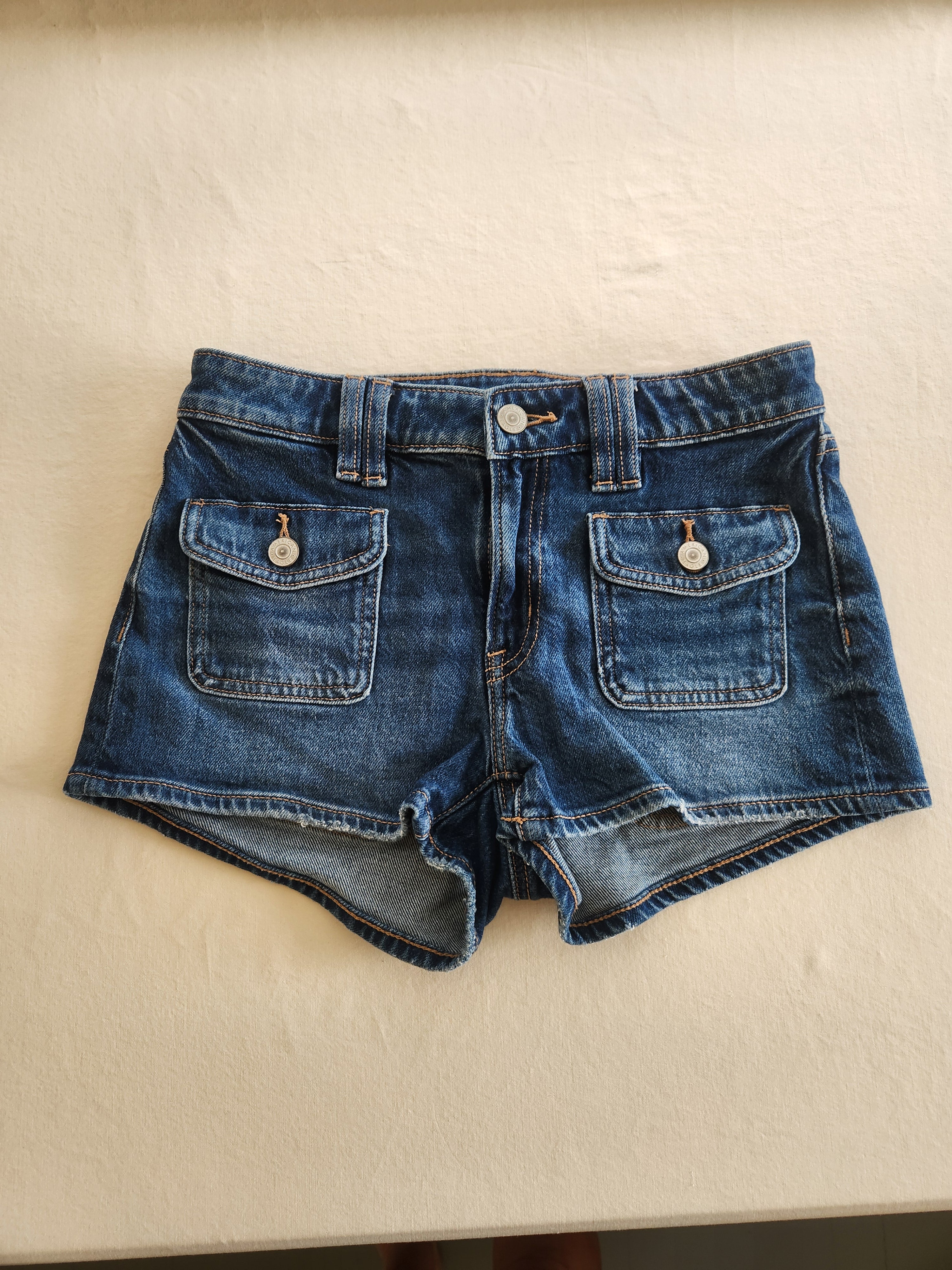 American Eagle Dark Wash Denim Low-Rise Shortie Shorts - Size 00