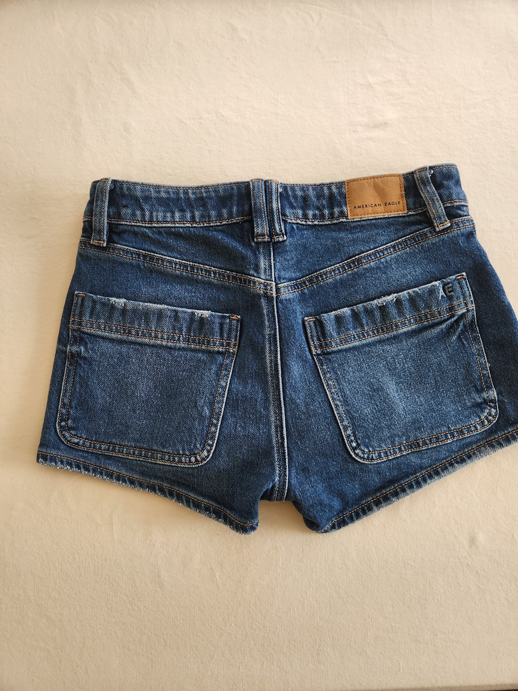 American Eagle Dark Wash Denim Low-Rise Shortie Shorts - Size 00