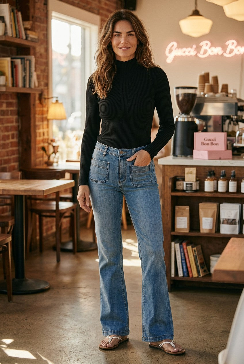 Pilcro Anthropologie Mid-High Waisted Bootcut Flare Jeans Vintage Wash Size 25
