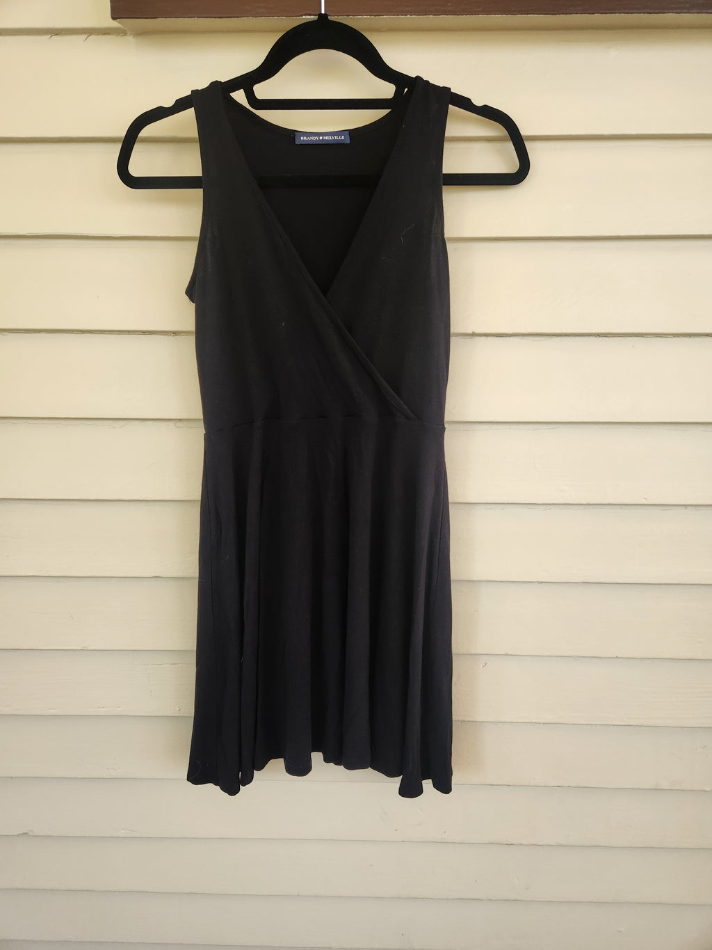 Brandy Melville Black Stretch Babydoll Mini Dress Size S Fair Condition