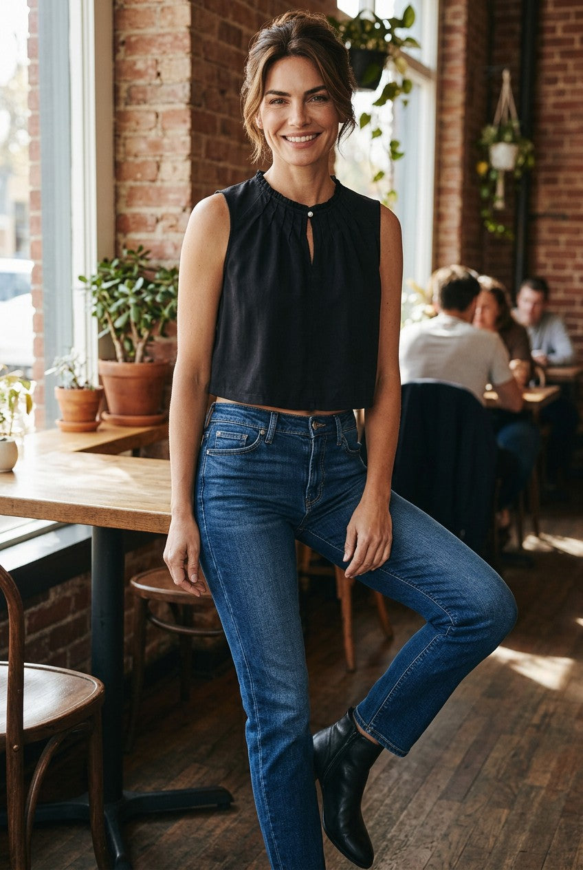 Banana Republic Black Cotton Modal Sleeveless Top Size S