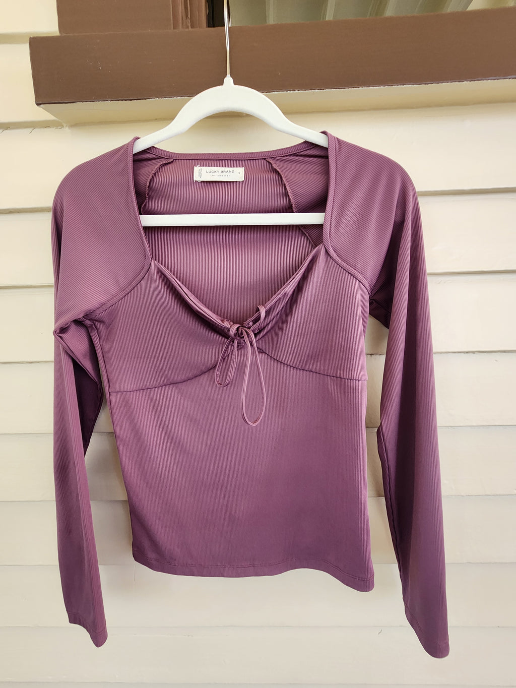 Lucky Brand Mauve Keyhole Halter Long Sleeve Top Boho Size S