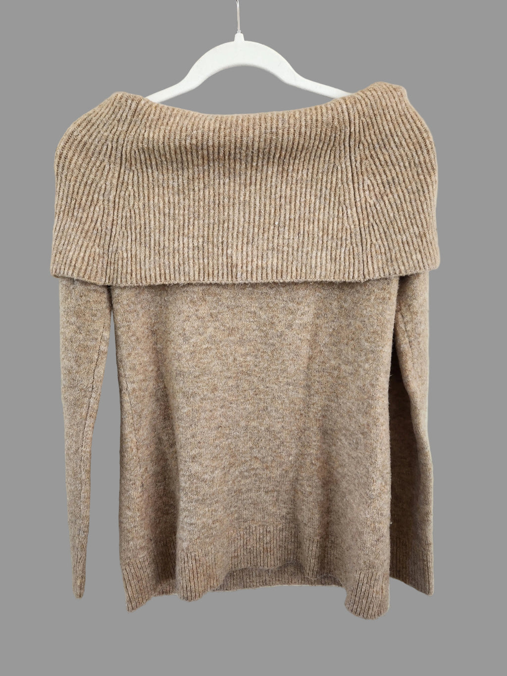 Ann Taylor Mock Neck Cable Knit Sweater Beige Tan Size Small Excellent Condition