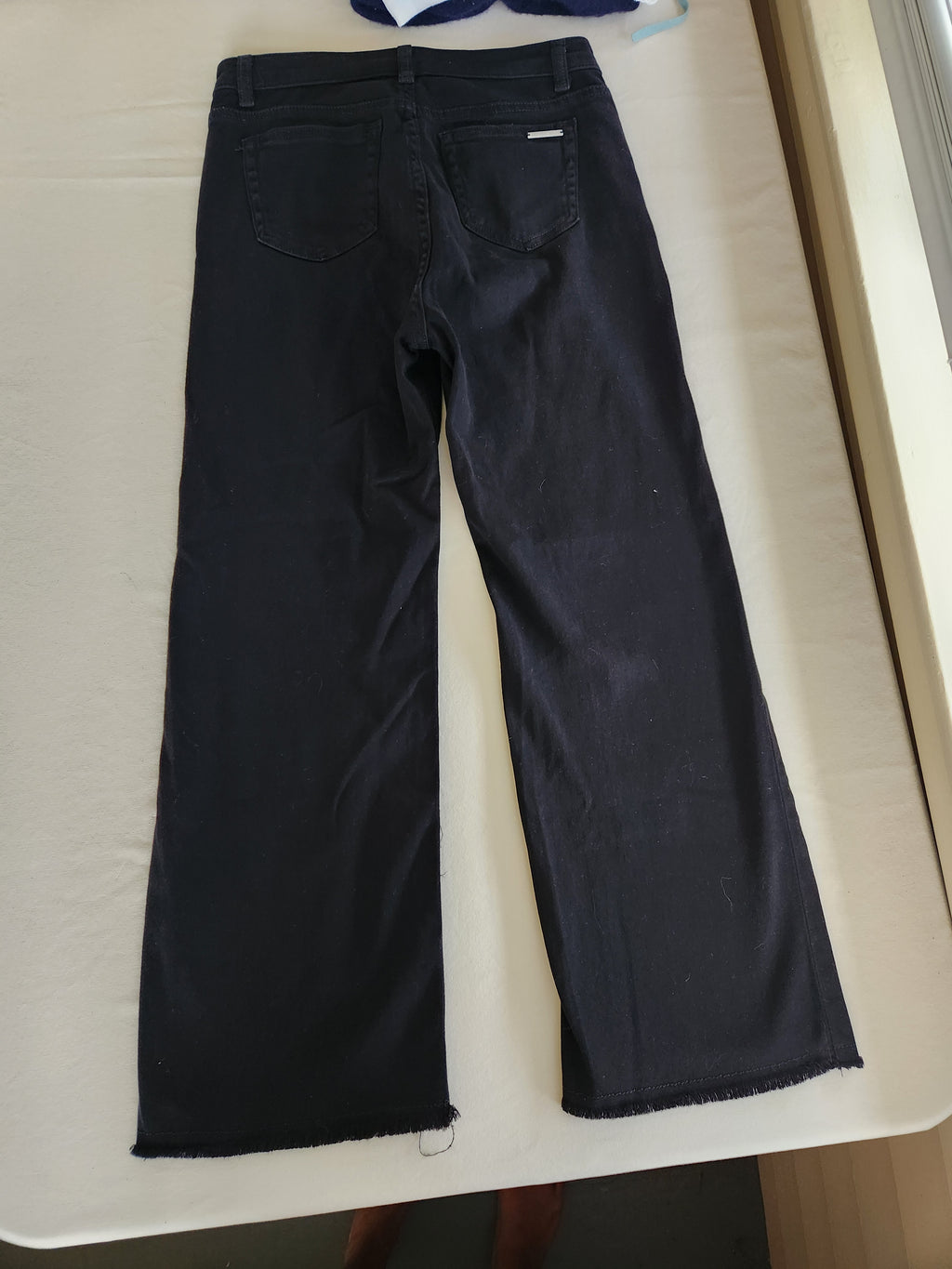 Michael Kors Frayed Hem Crop Kick Flare Jeans High Rise Button Fly Black Size 4