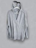 Aerie Waffle Knit Oversized V-Neck Pullover Sweater Gray L