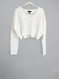 Forever 21 White Oversized Ultra Cropped Boxy Knit Sweater L