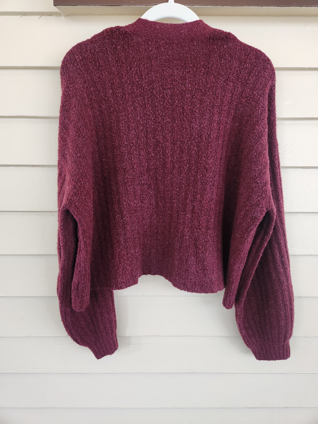 American Eagle Burgundy Oversized Boxy Crop Crew Neck Sweater Size M