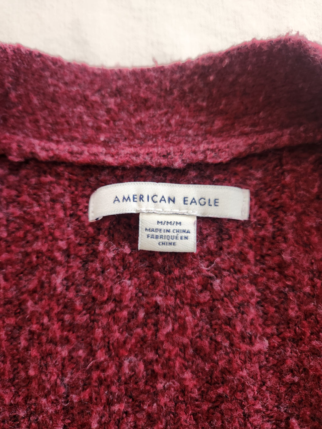 American Eagle Burgundy Oversized Boxy Crop Crew Neck Sweater Size M
