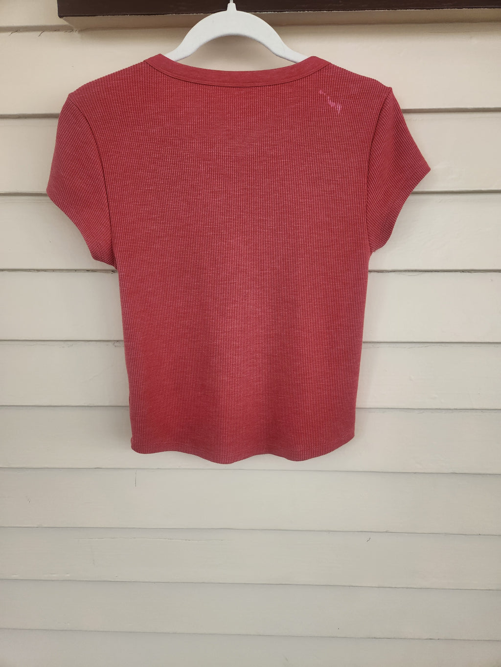 American Eagle Everyday Orange Ribbed Scoop Neck Tee - L