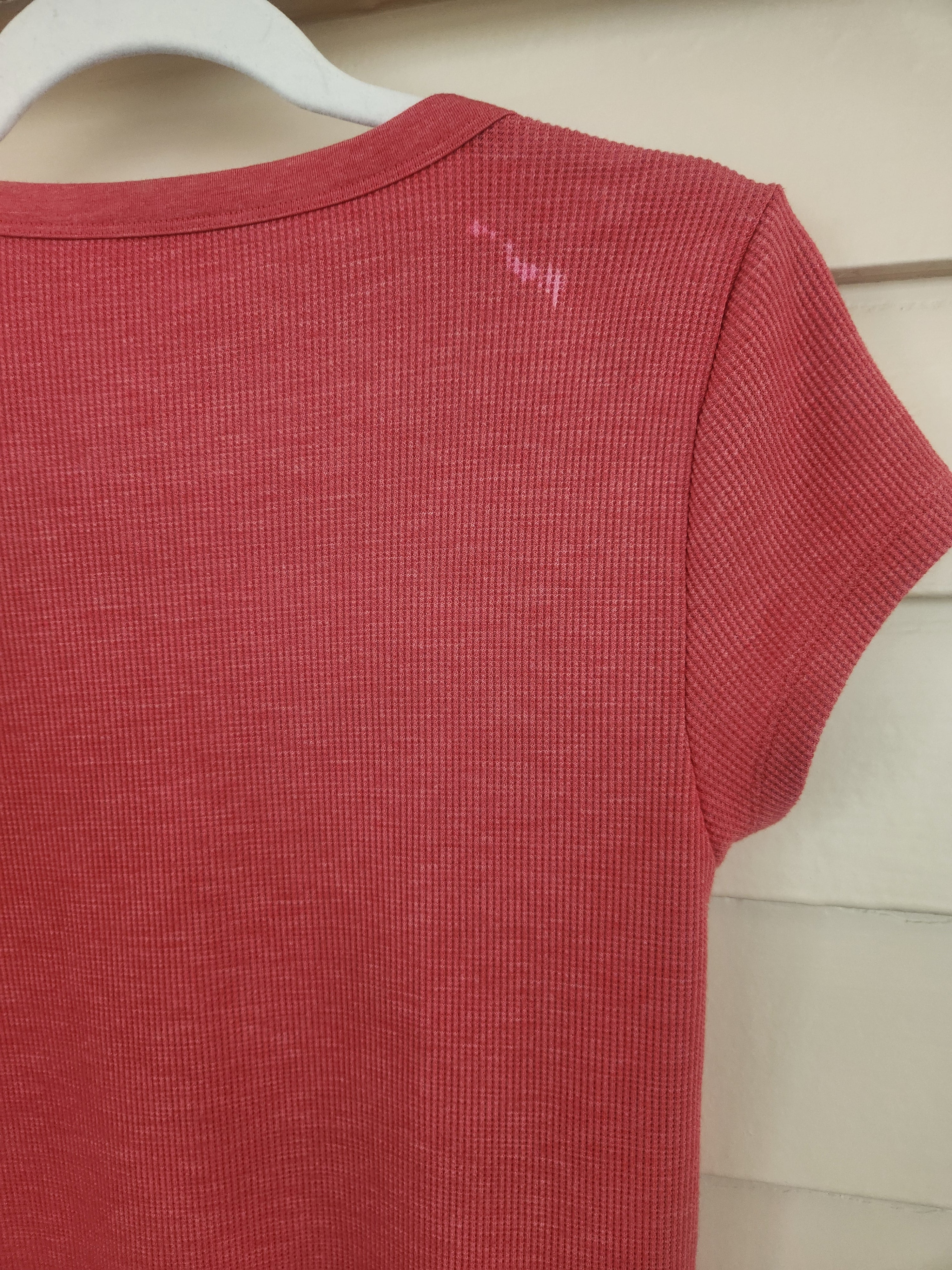 American Eagle Everyday Orange Ribbed Scoop Neck Tee - L