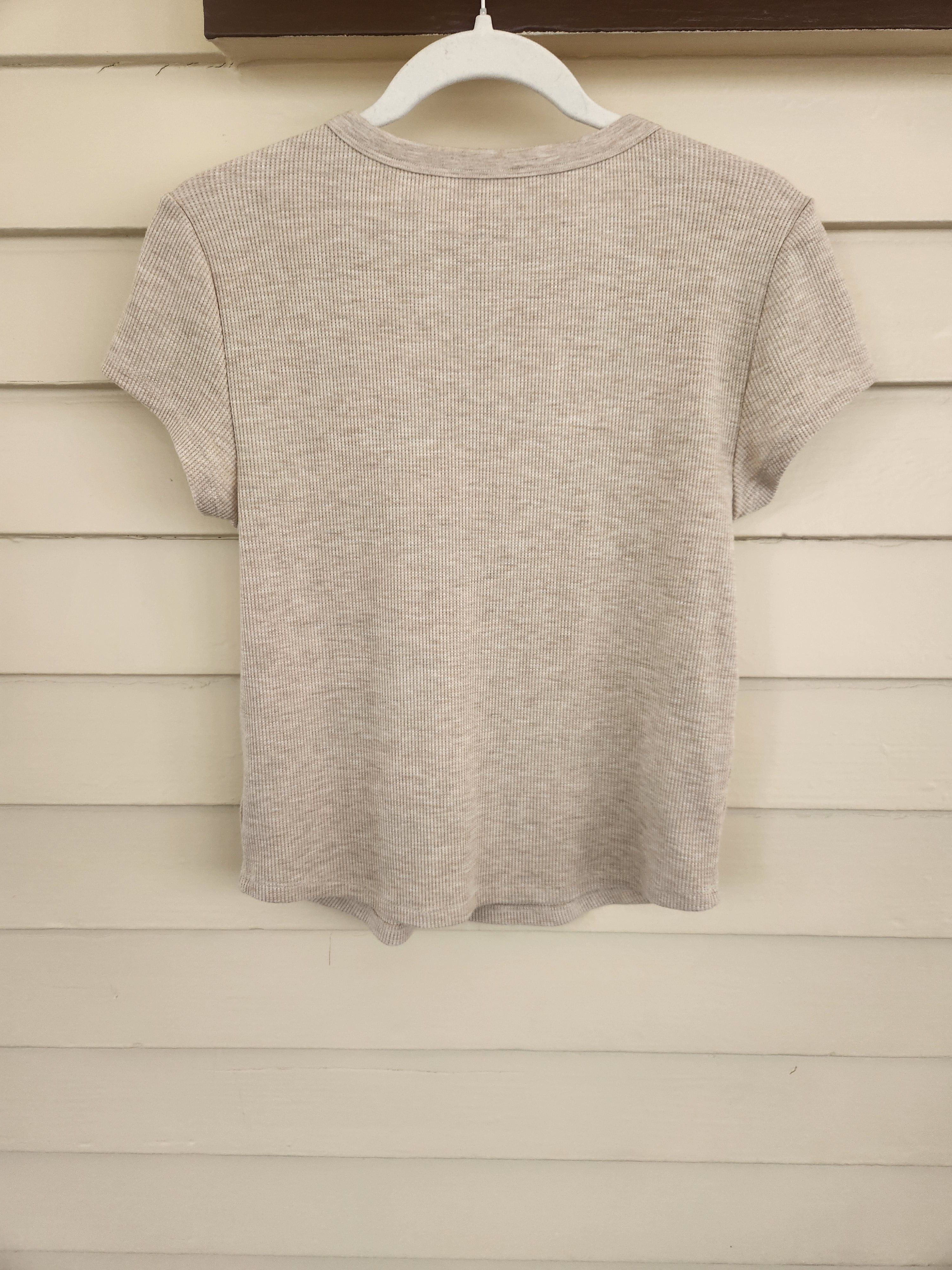 American Eagle Oatmeal Everyday Ribbed Scoop Neck Tee - L