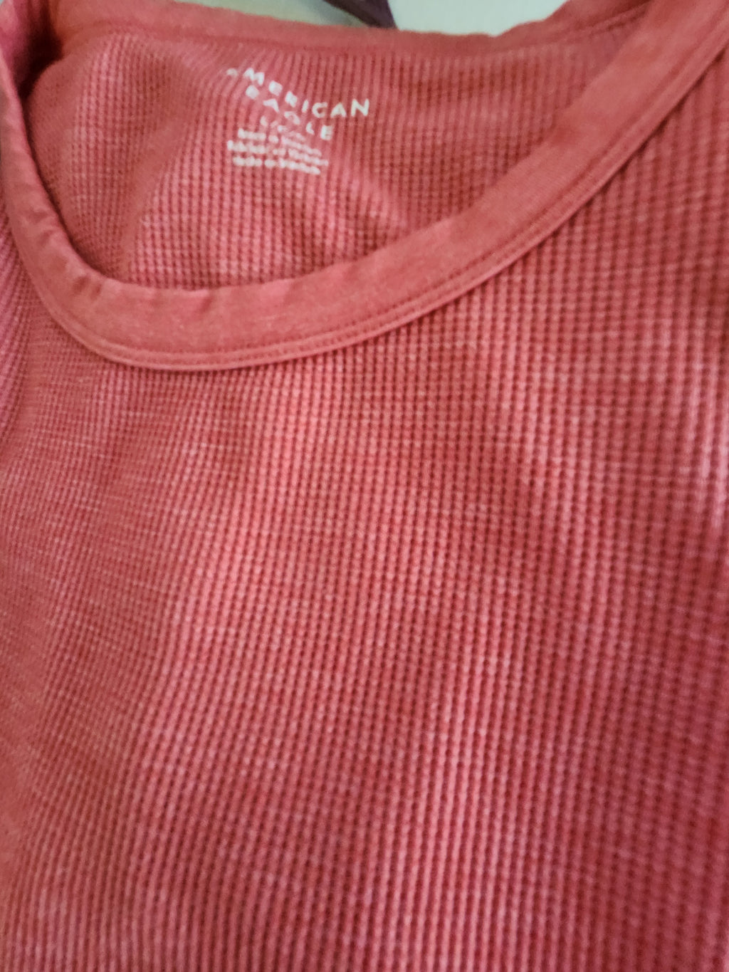 American Eagle Everyday Orange Ribbed Scoop Neck Tee - L
