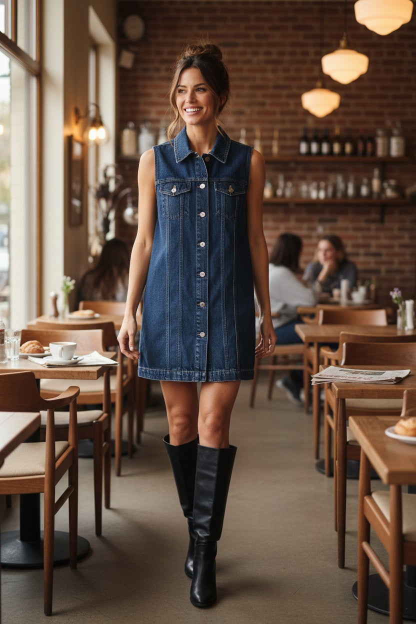 NorthStyle Denim Straight Line Mini Dress NWOT Size M