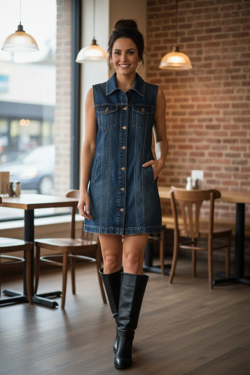 NorthStyle Denim Straight Line Mini Dress NWOT Size M