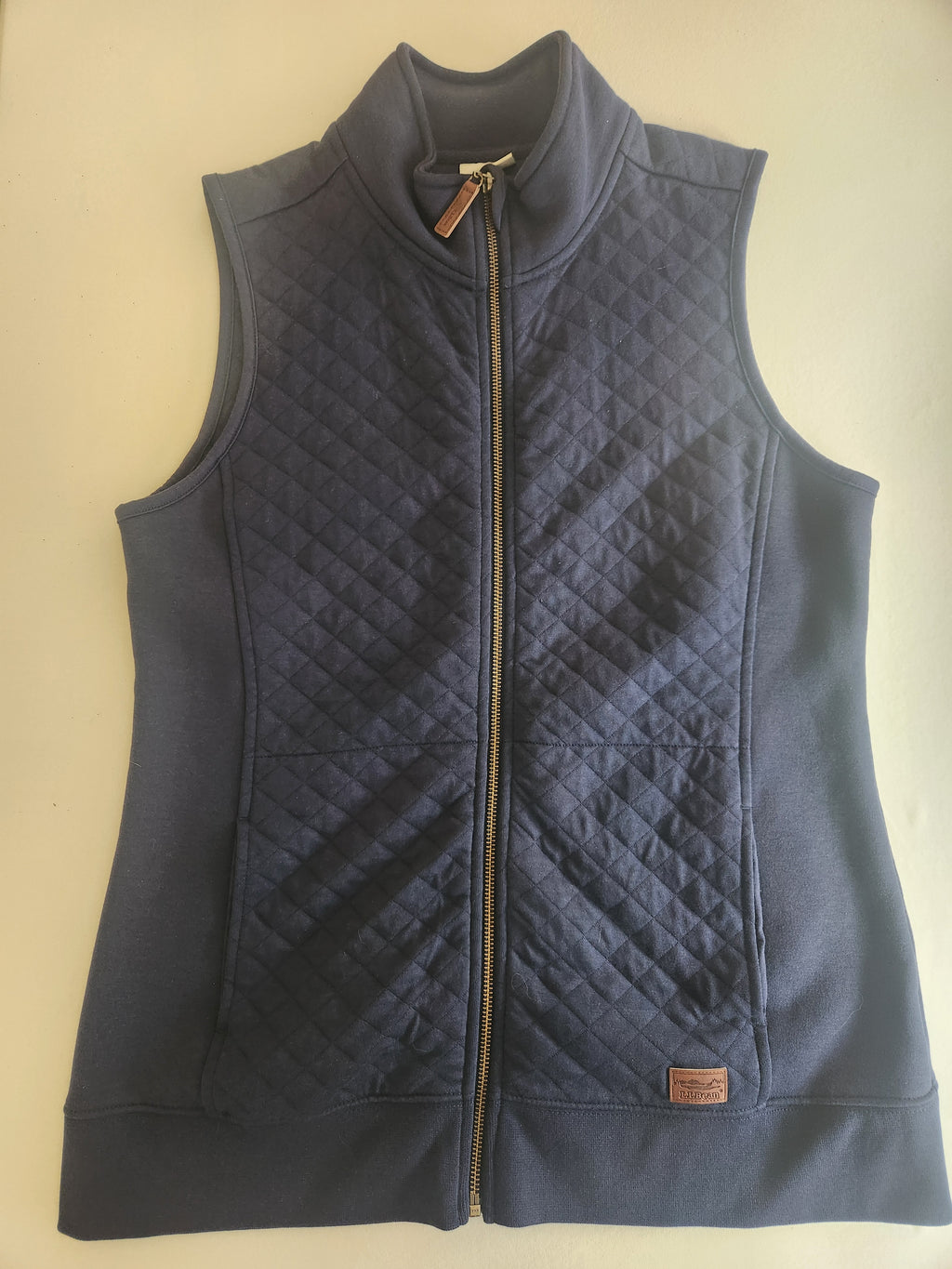 L.L. Bean Quilted Mock Neck Zip-Up Vest Navy Blue Size M