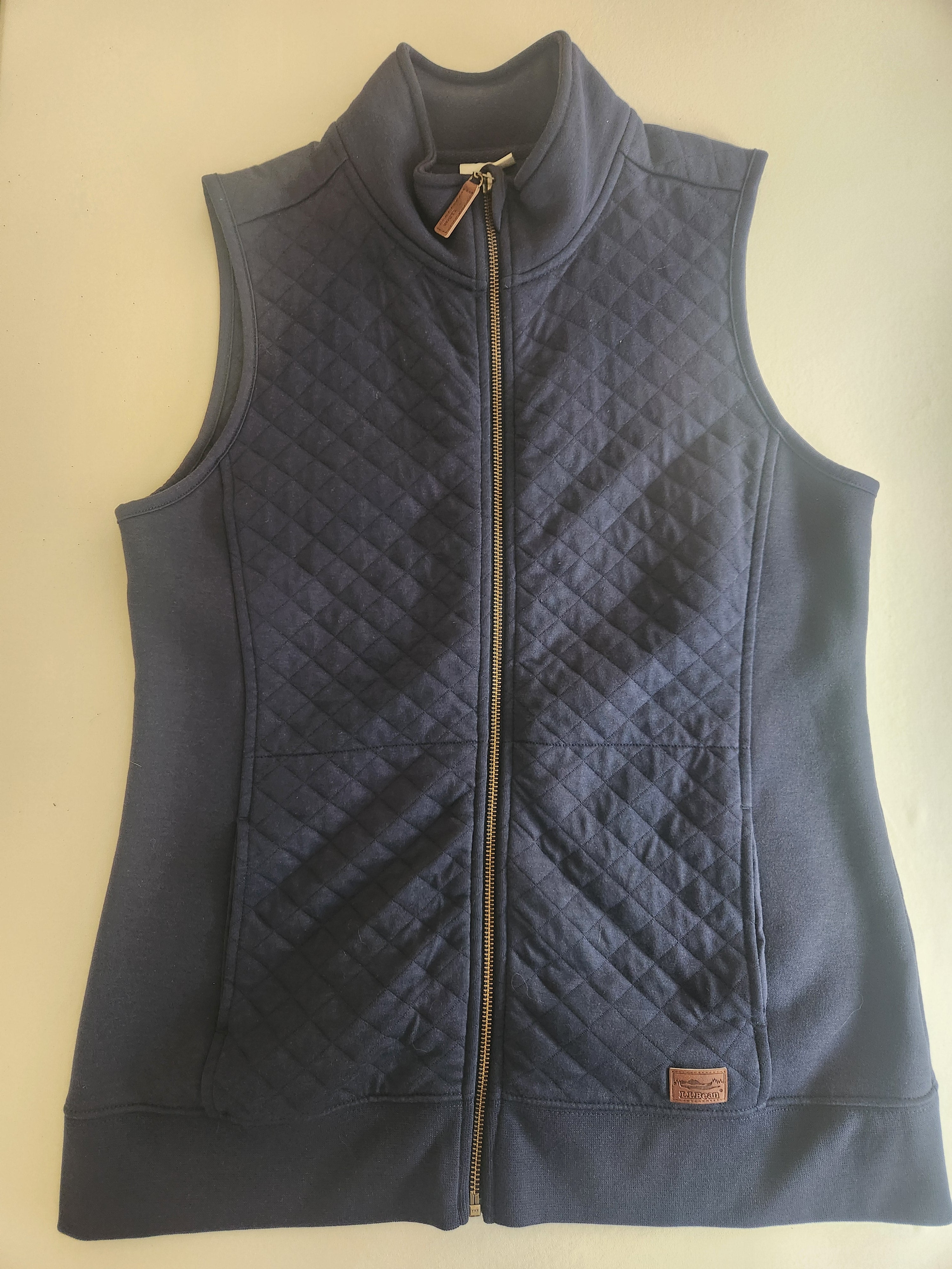 L.L. Bean Quilted Mock Neck Zip-Up Vest Navy Blue Size M