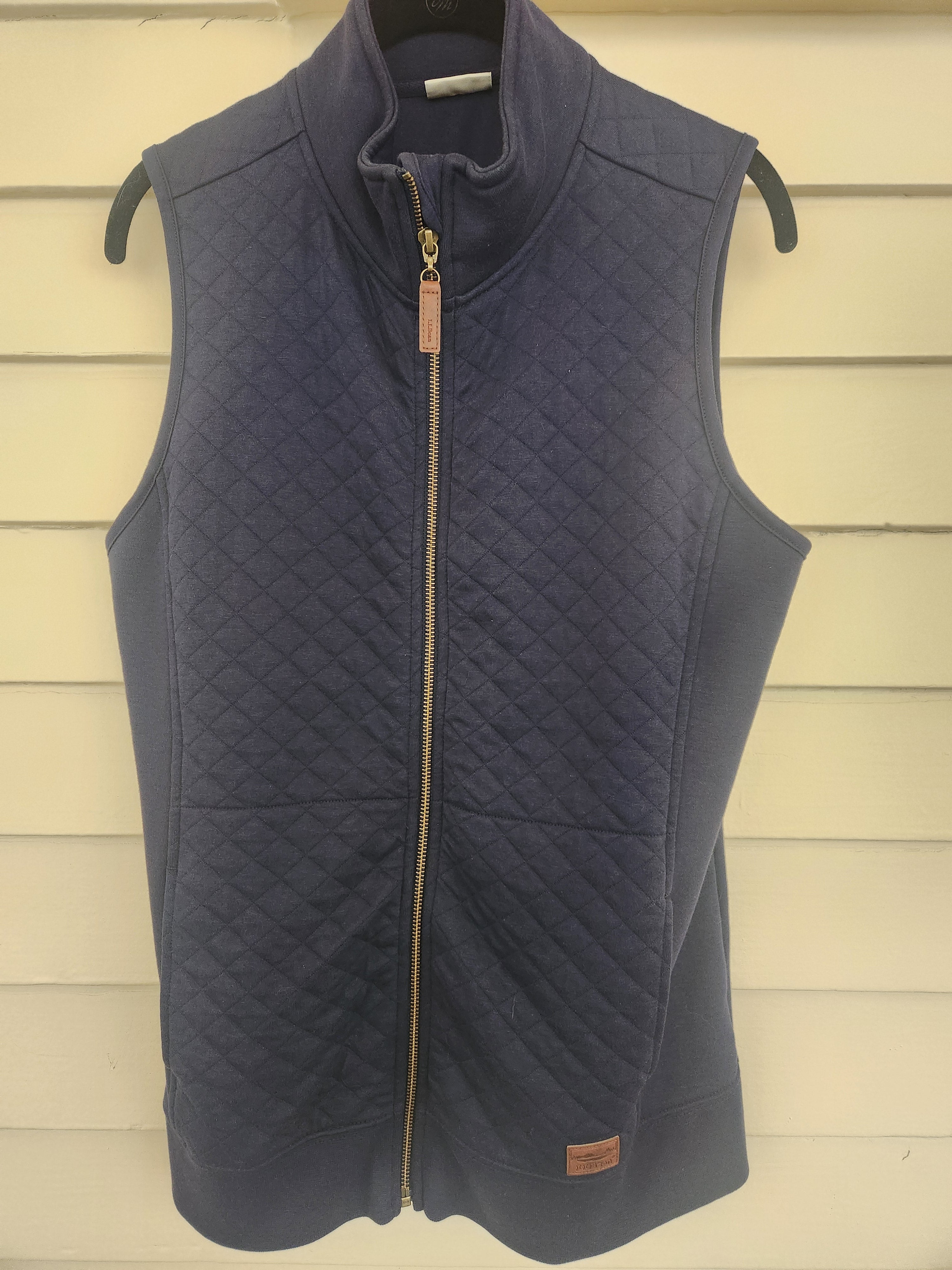 L.L. Bean Quilted Mock Neck Zip-Up Vest Navy Blue Size M