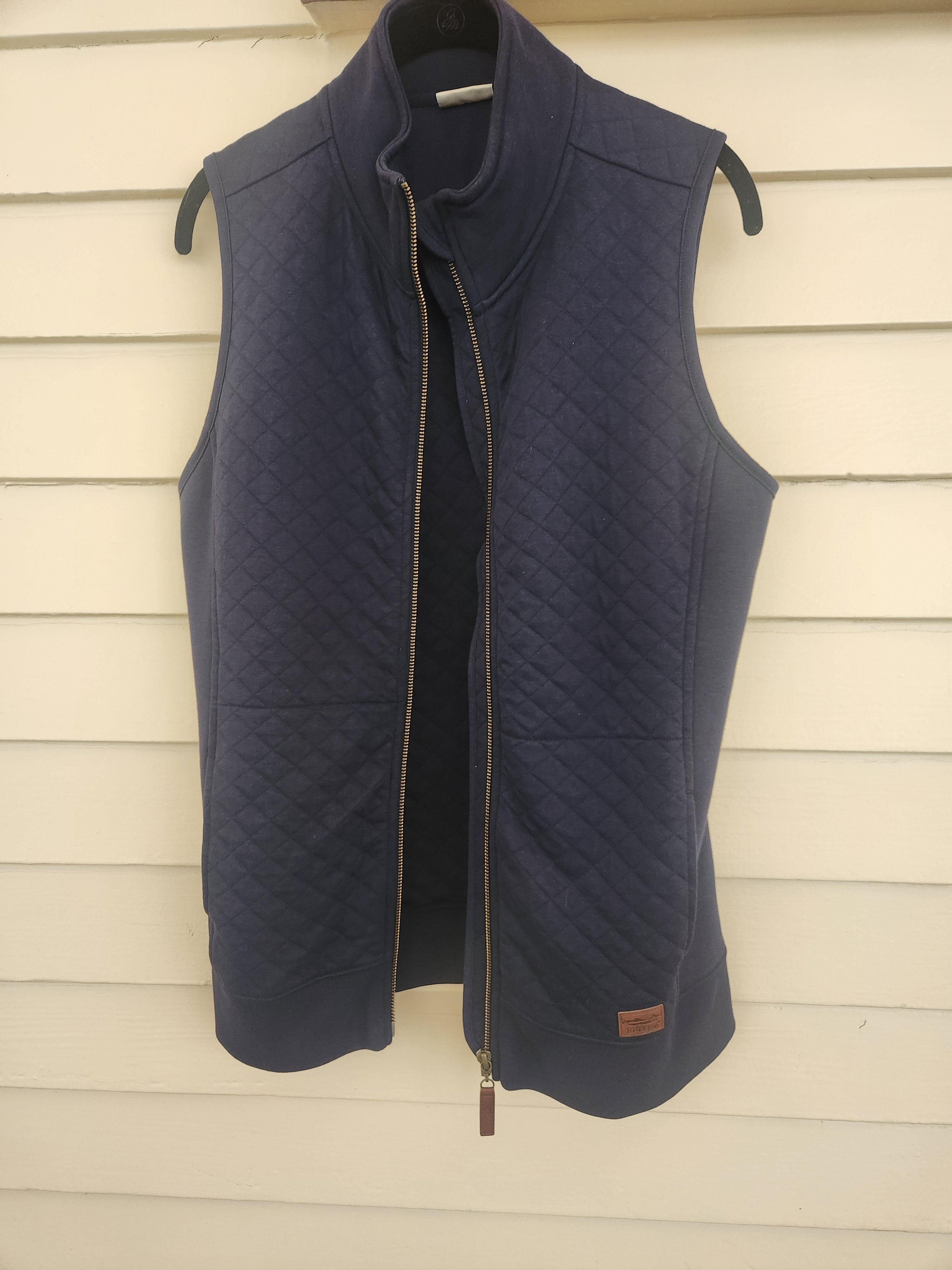 L.L. Bean Quilted Mock Neck Zip-Up Vest Navy Blue Size M