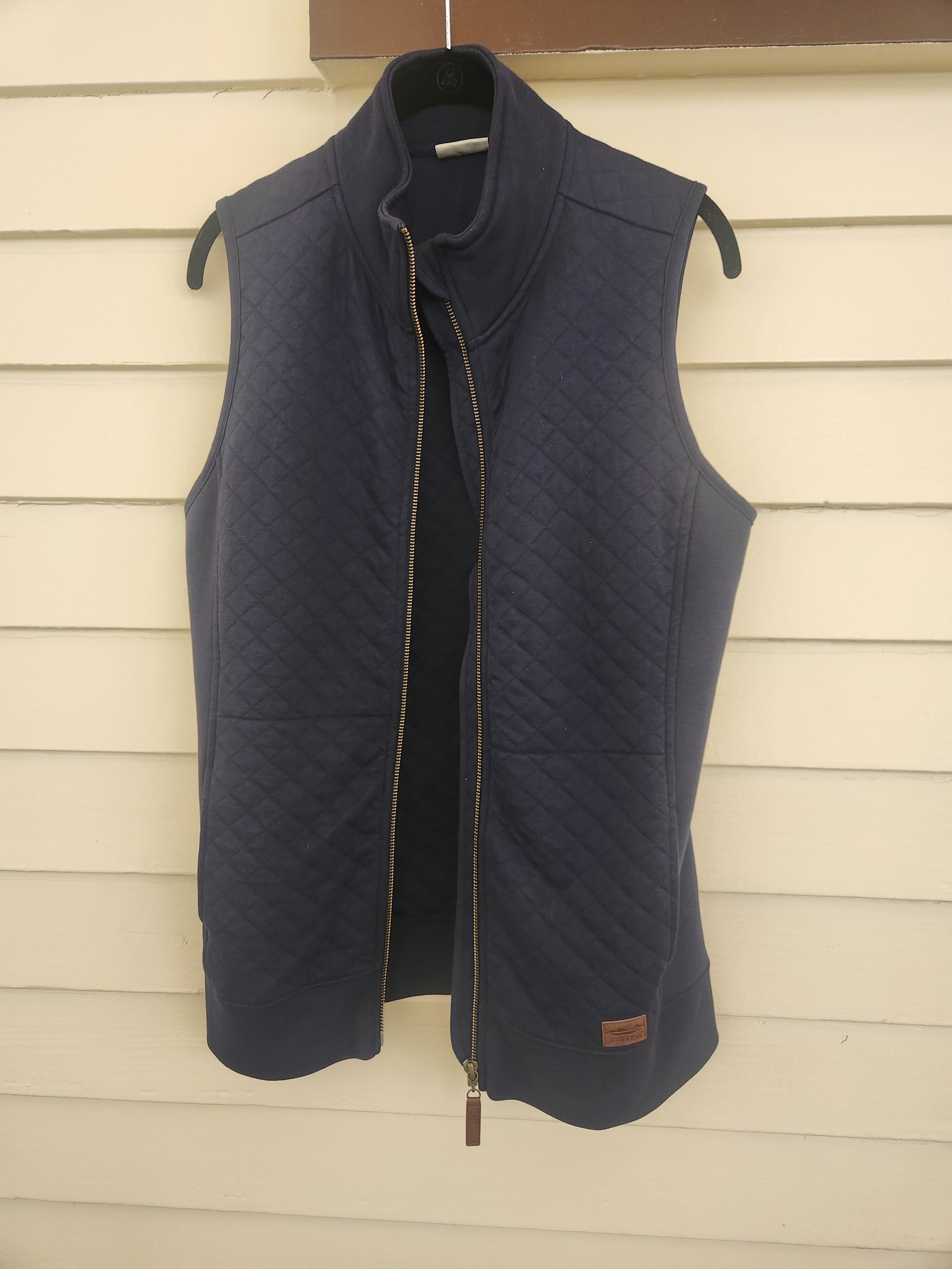 L.L. Bean Quilted Mock Neck Zip-Up Vest Navy Blue Size M