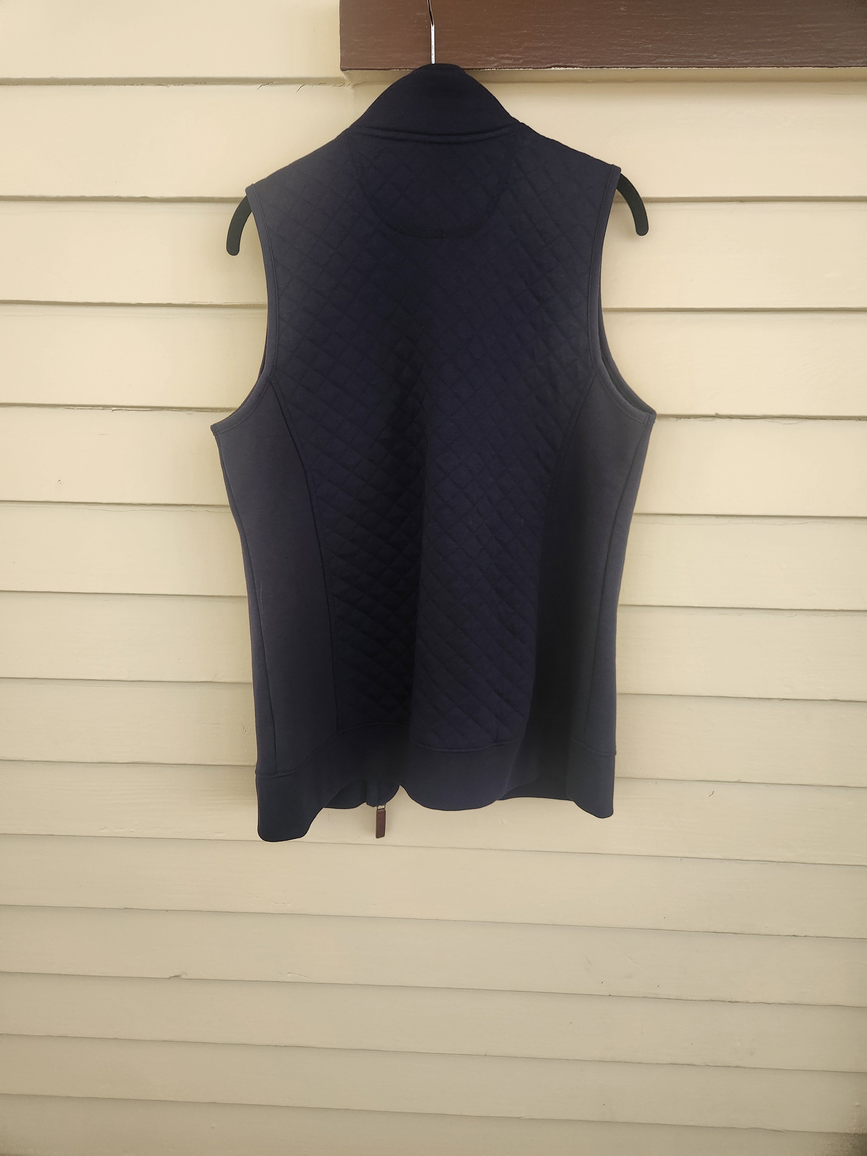 L.L. Bean Quilted Mock Neck Zip-Up Vest Navy Blue Size M