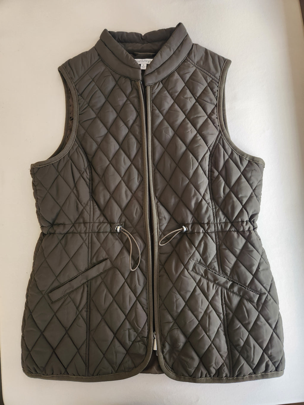 NWOT Northstyle Mock Neck Cinch Waist Puffy Vest Hunter Green M