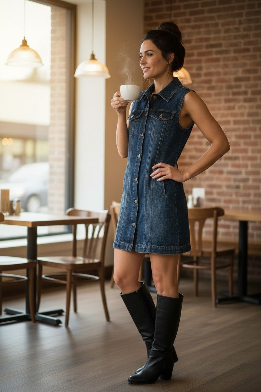 NorthStyle Denim Straight Line Mini Dress NWOT Size M