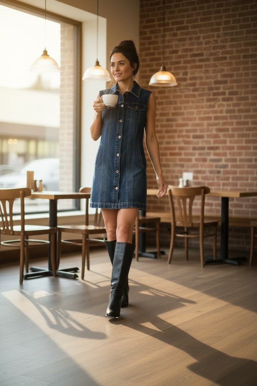 NorthStyle Denim Straight Line Mini Dress NWOT Size M