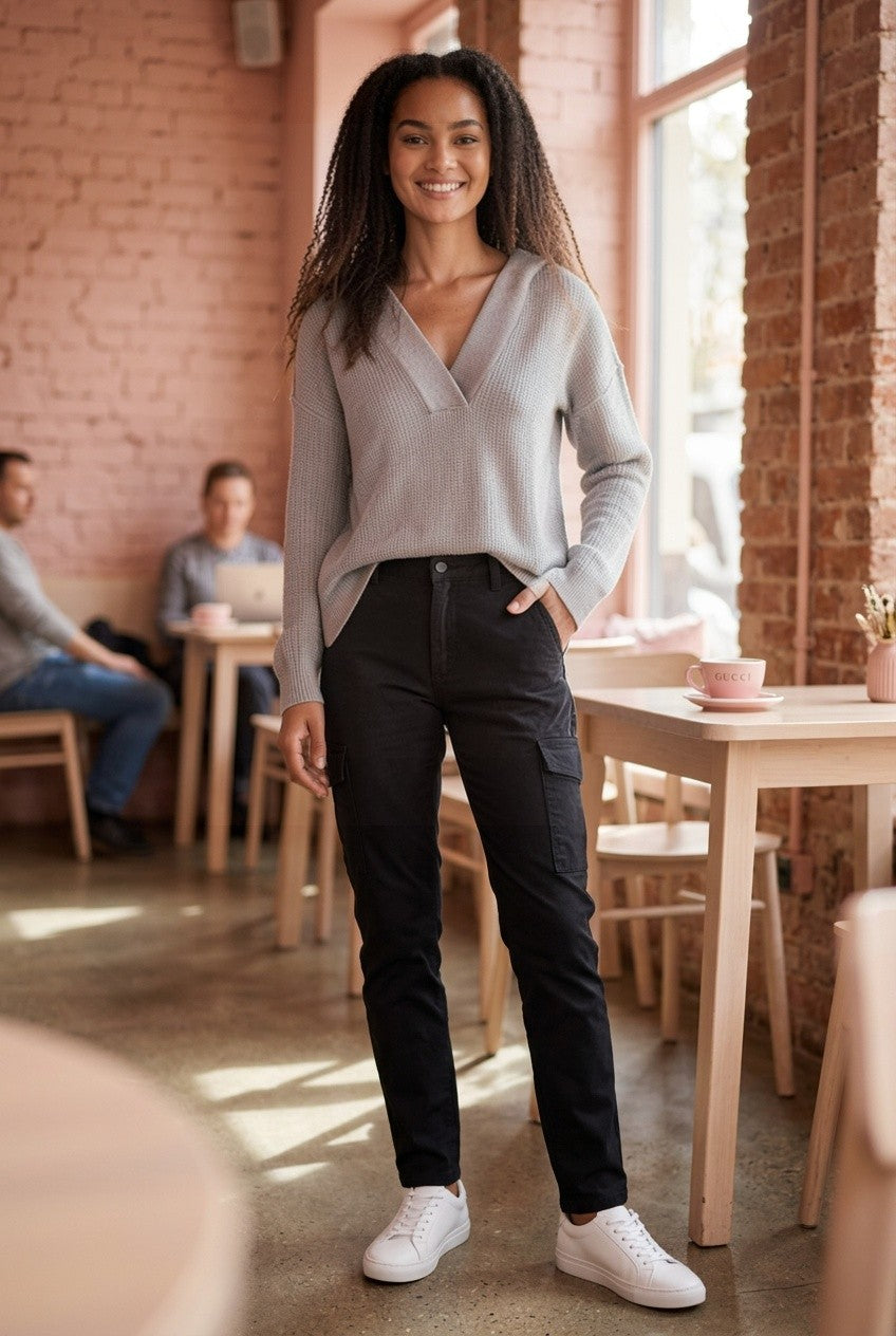 Black Cargo Pants by GARAGE Relaxed Straight Leg Comfort Fit Size 5