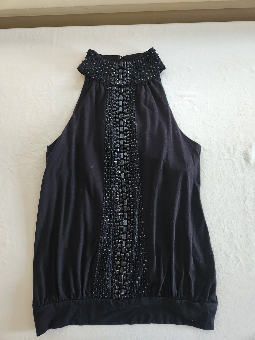 I.N.C. Black Sleeveless Sequin Mock Neck Top Size M