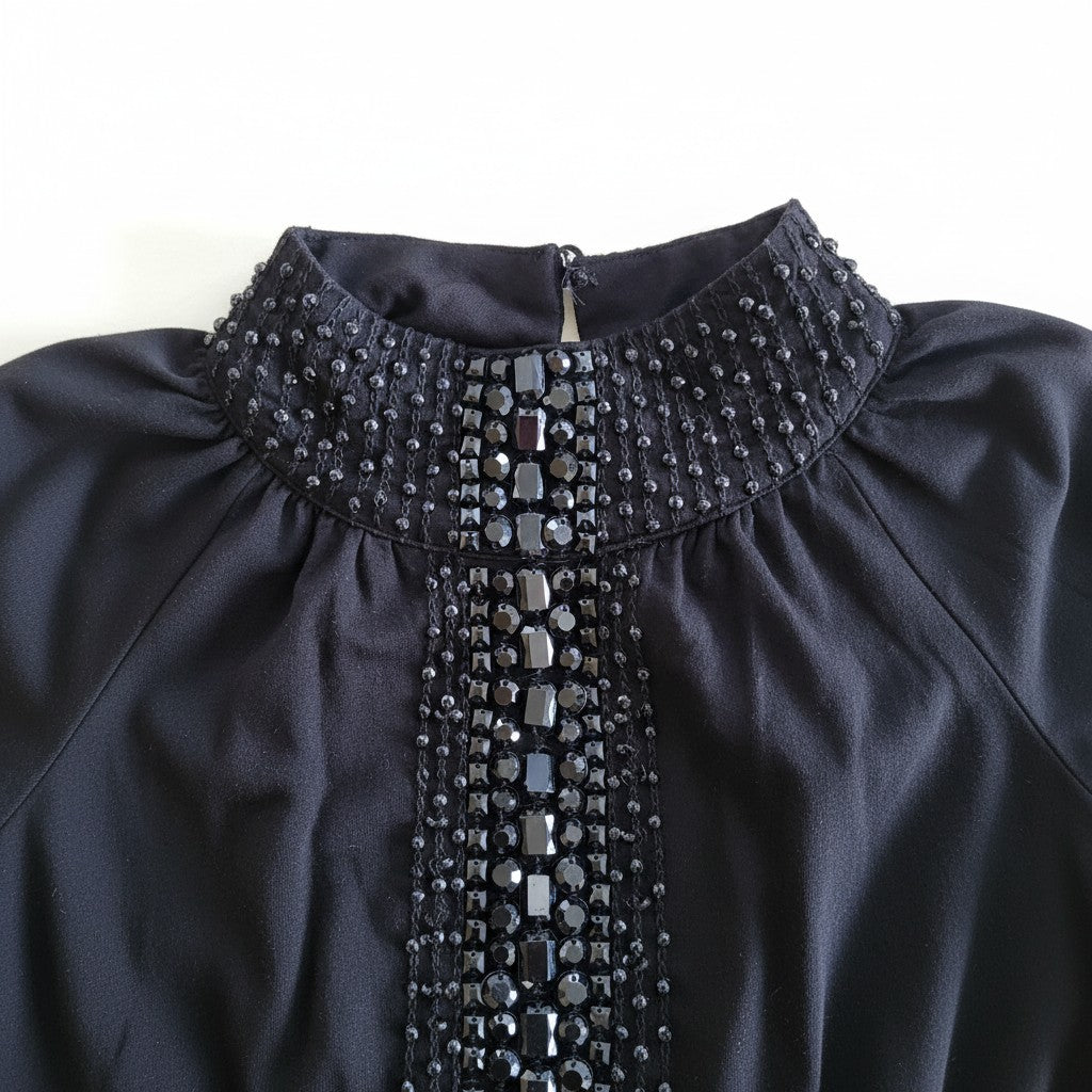 I.N.C. Black Sleeveless Sequin Mock Neck Top Size M