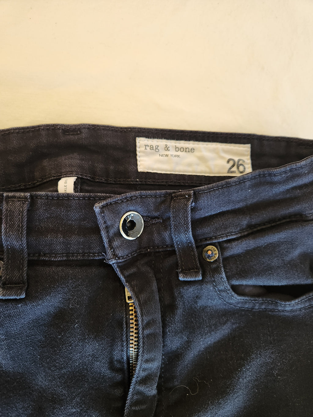 rag & bone "Modele" High Rise Ankle Skinny Jeans - Black, Size 26