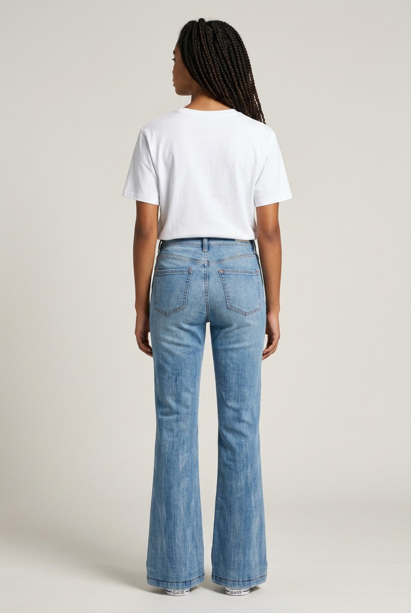 ANTHROPOLOGIE Pilcro and the Letterpress Distressed High-Waist Skinny Flare Jeans - Size 25