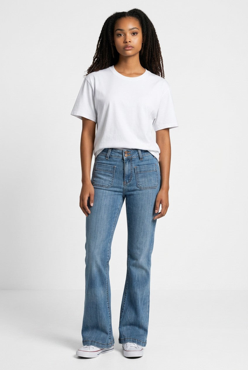 ANTHROPOLOGIE Pilcro and the Letterpress Distressed High-Waist Skinny Flare Jeans - Size 25