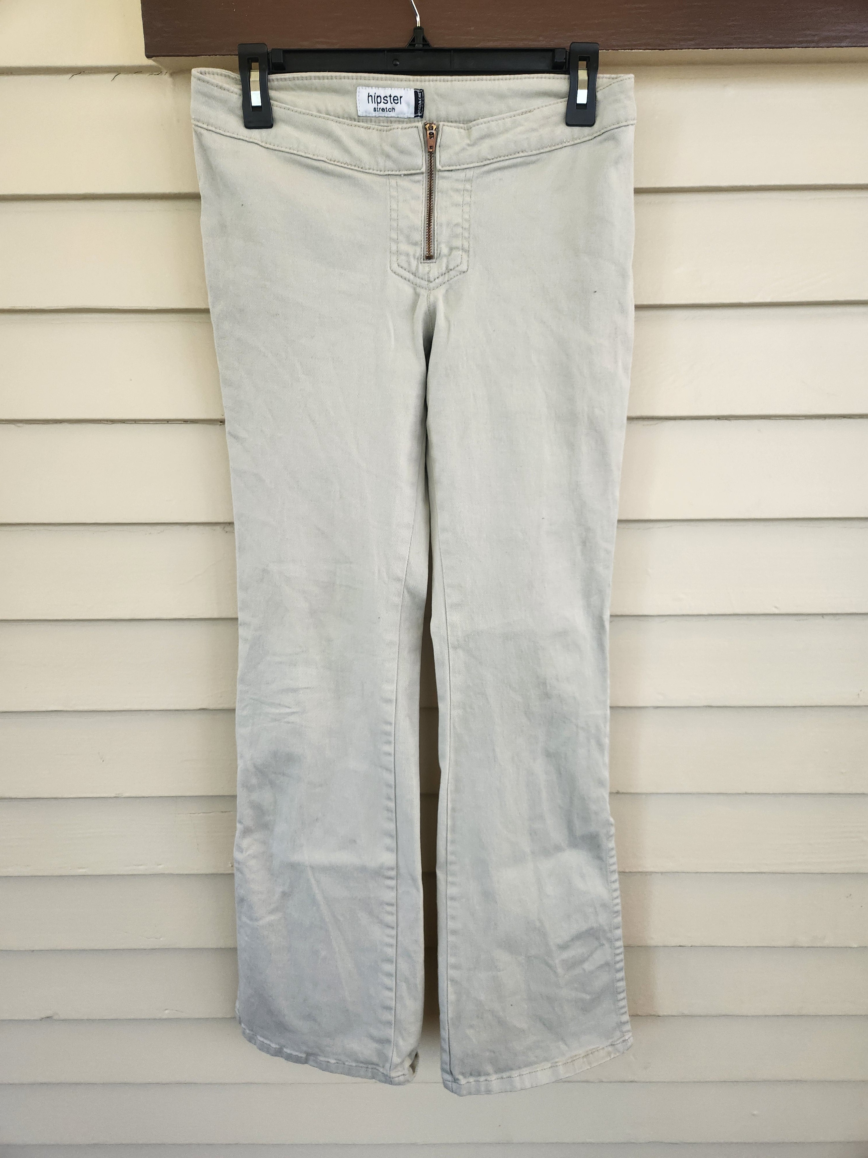 Jordache Hipster Stretch Khaki Low Rise Bootcut Pants Side Slit Size 29